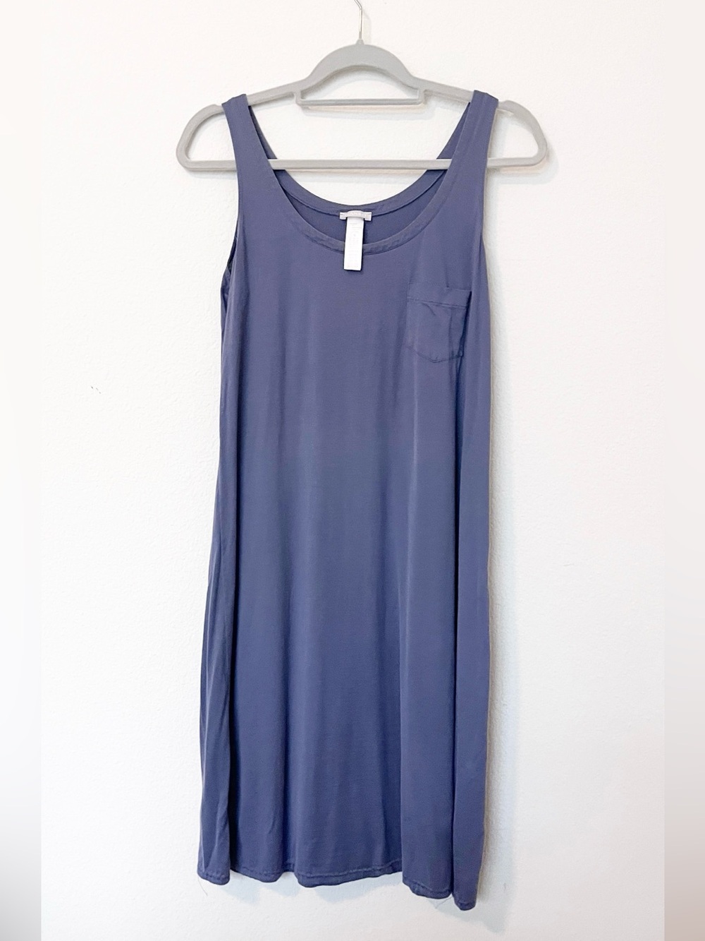 HANRO Cotton Deluxe Sleeveless Tank Lounge Dress Blue S